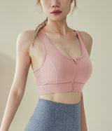Cut-Out-Back-Front-Zip-High-Support-Sports-Bra-Pink