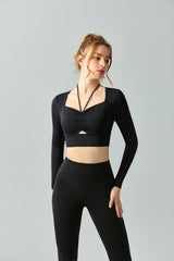 Drawstring-Yoga-Long-Sleeve-Backless-Top-Black