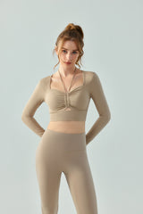 Drawstring-Yoga-Long-Sleeve-Backless-Top-Khaki