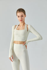 Ribbed-Halter-Neck-Cropped-Sports-Top-White