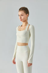 Ribbed-Halter-Neck-Cropped-Sports-Top-White