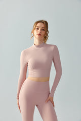 Seamless-Open-Back-Yoga-Long-Sleeve-Top-Pink