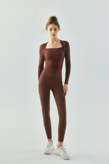 Square-Neck-Triangle-Hem-Long-Sleeve-Crop-Tops-Chestnut