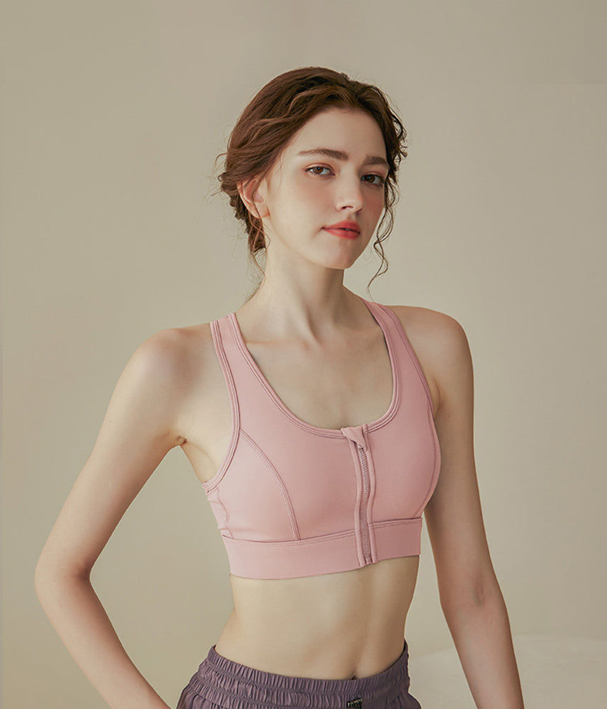 Cut-Out-Back-Front-Zip-High-Support-Sports-Bra-Pink