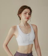 Cut-Out-Back-Front-Zip-High-Support-Sports-Bra-White