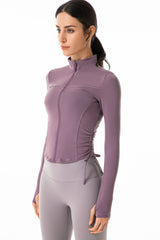 Drawstring-Fitness-Cropped-Jacket-Purple