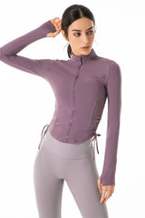 Drawstring-Fitness-Cropped-Jacket-Purple