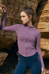 Drawstring-Fitness-Cropped-Jacket-Purple