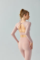 Drawstring-Yoga-Long-Sleeve-Backless-Top-Pink
