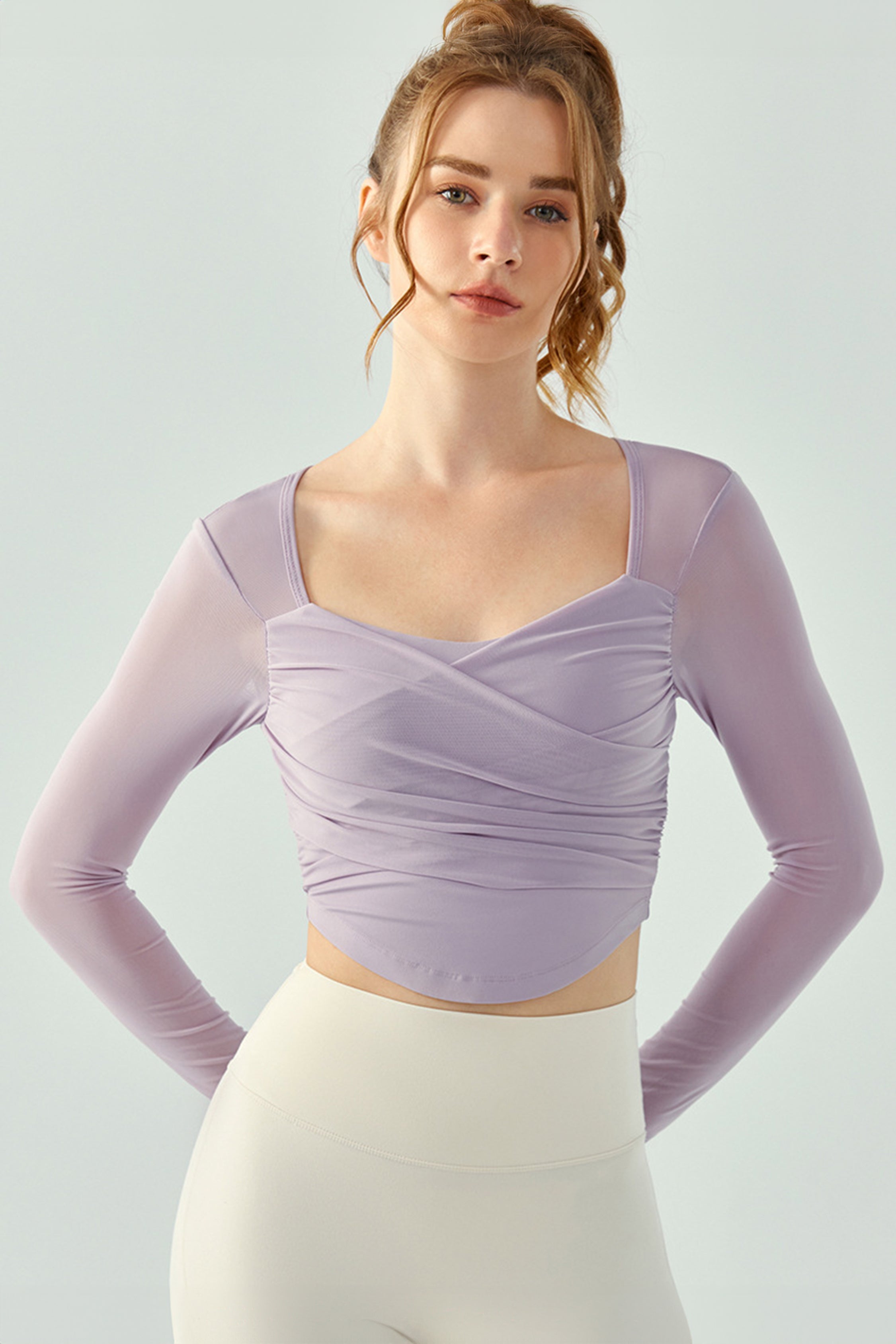 MeshCross-Fold-Long-Sleeve-Crop-Tops-Purple