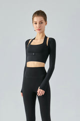 Ribbed-Halter-Neck-Cropped-Sports-Top-Black