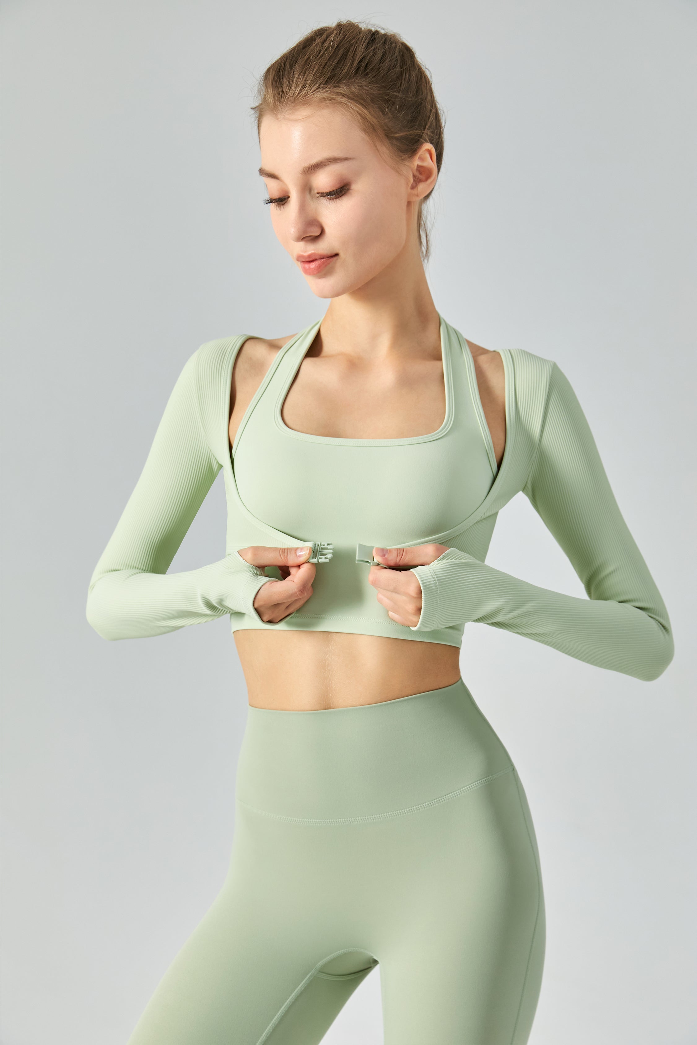 Ribbed-Halter-Neck-Cropped-Sports-Top-Mint