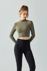 Seamless-Open-Back-Yoga-Long-Sleeve-Top-Army-Green