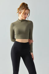 Seamless-Open-Back-Yoga-Long-Sleeve-Top-Army-Green