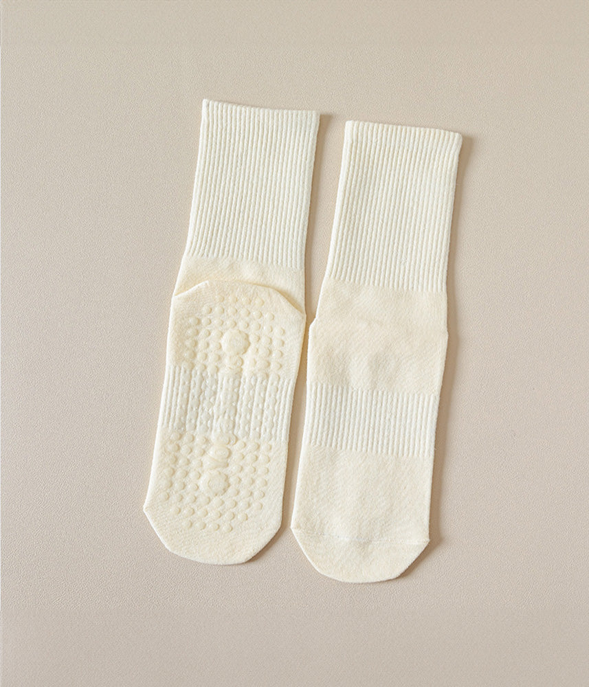 Silicone-Non-Slip-Mid-Calf-Yoga-Socks-CreamWhite