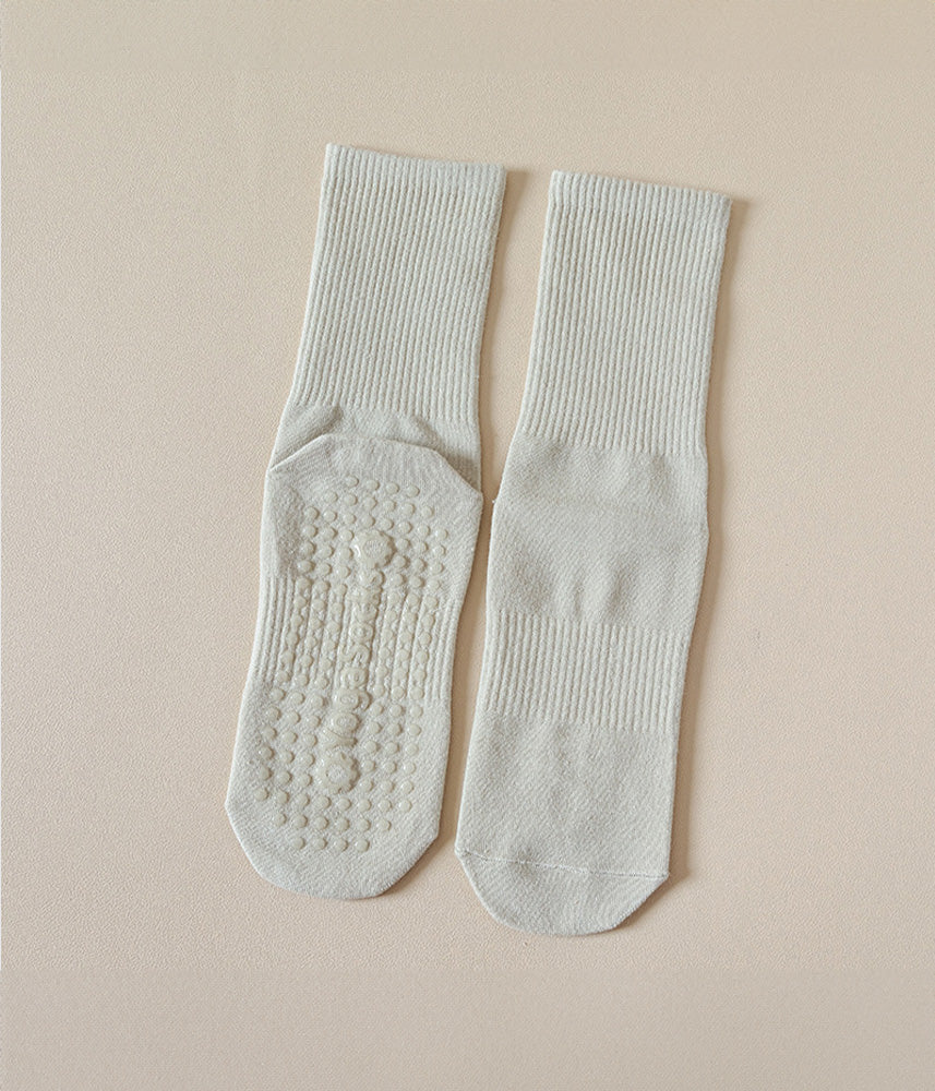 Silicone-Non-Slip-Mid-Calf-Yoga-Socks-Grey