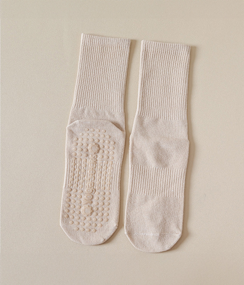 Silicone-Non-Slip-Mid-Calf-Yoga-Socks-Khaki