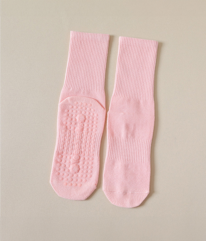 Silicone-Non-Slip-Mid-Calf-Yoga-Socks-Pink