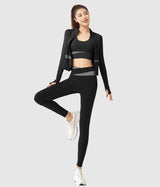 Womens-Workout-Sportswear-Clothes-Set-3Pieces-Black