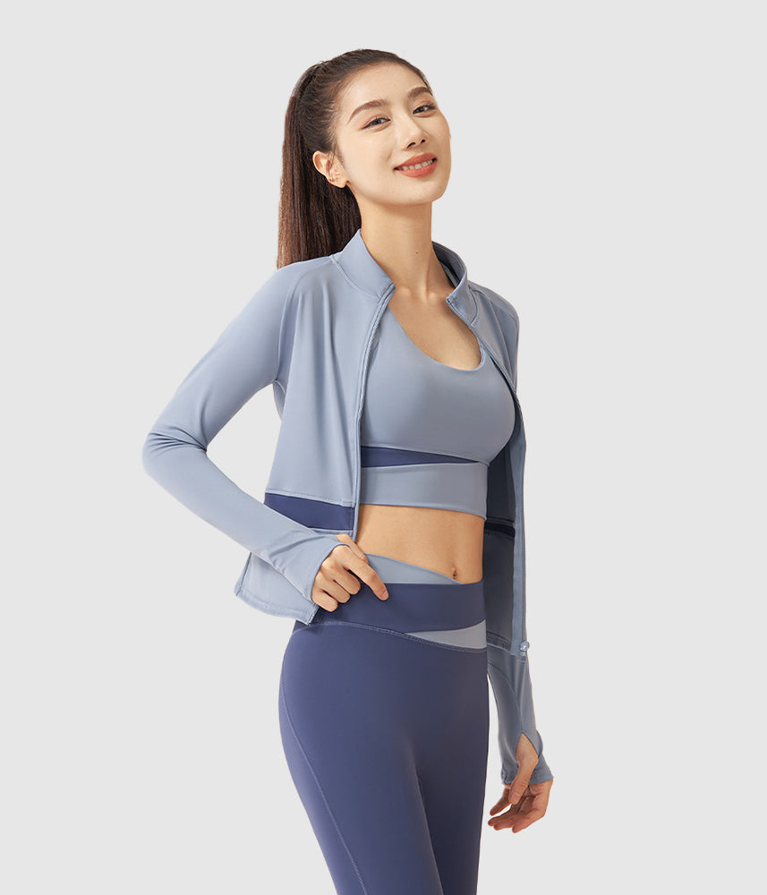 Womens-Workout-Sportswear-Clothes-Set-3Pieces-Blue