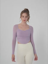 MeshCross-Fold-Long-Sleeve-Crop-Tops-Purple