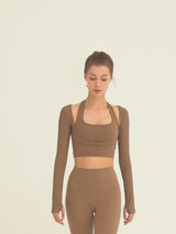 Ribbed-Halter-Neck-Cropped-Sports-Top-Beige